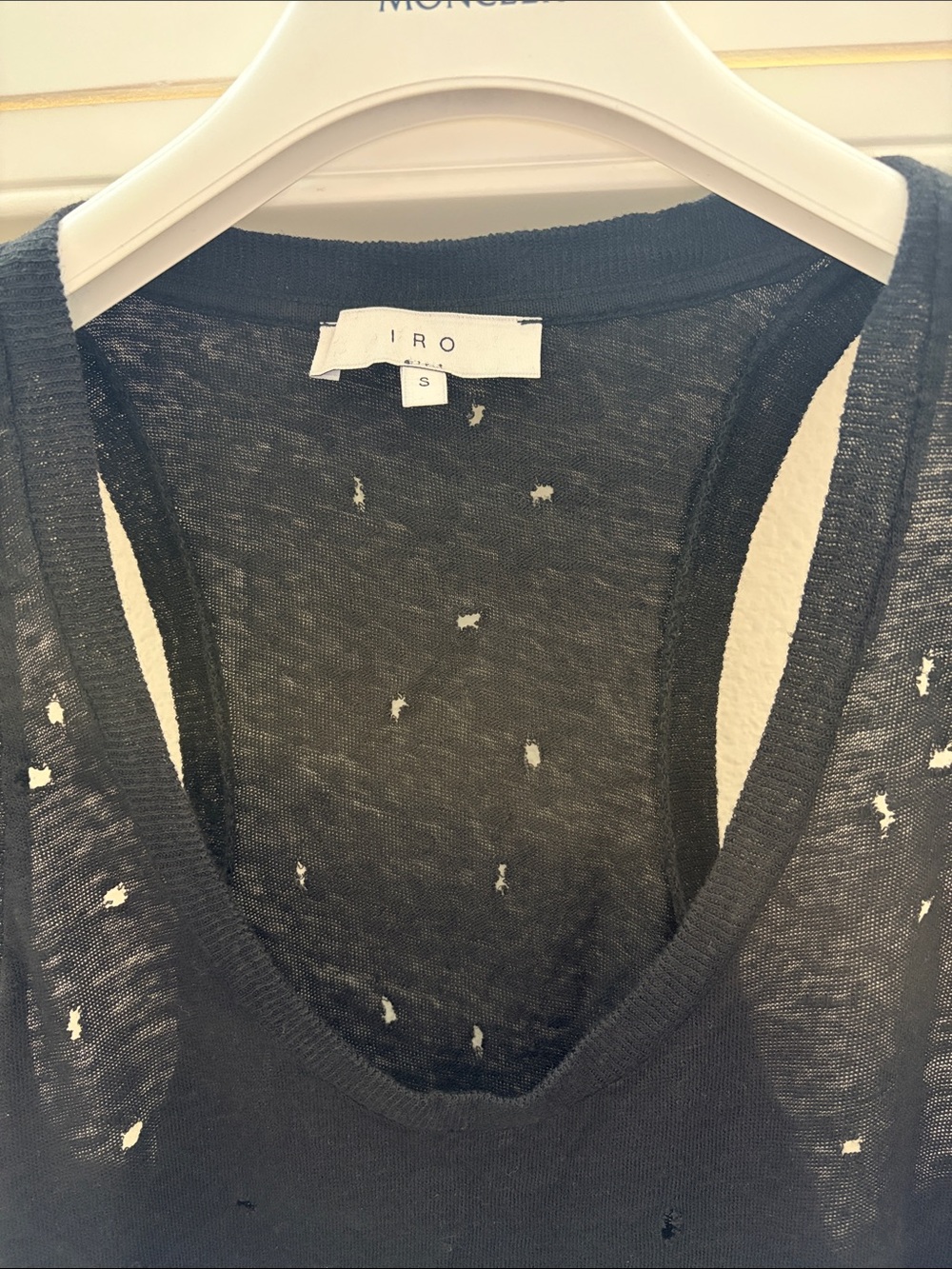 IRO Black Lightweight Distressed Scoop Neck Tank - Picture 2 of 4
